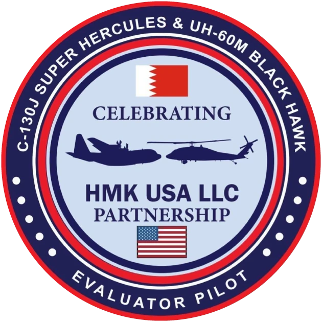 HMK CAP USA LLC partnership emblem featuring silhouettes of a transport aircraft and helicopter – defense collaboration and financing solutions